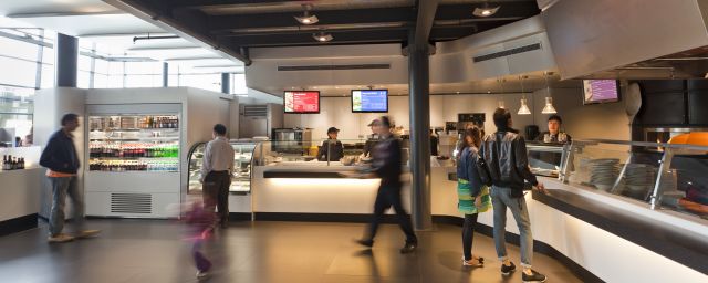 People ordering food in the Museum cafe
