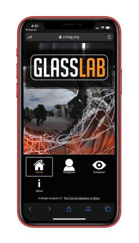 iPhone 11 showing homepage with glassmaking photo